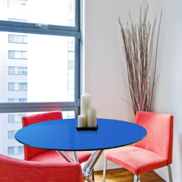 Ebern Designs Round Flat Tempered Back Painted Glass Table Top Wayfair